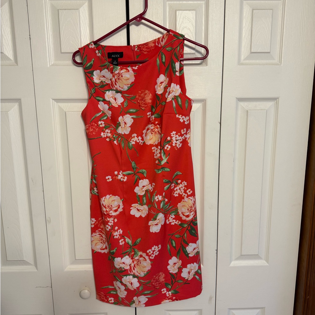 Alyx Red Dress Floral Orange
